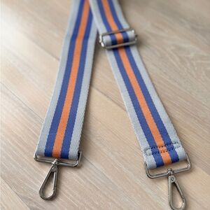 Ahdorned - Striped Interchangeable Woven Bag Strap - Blue/Orange